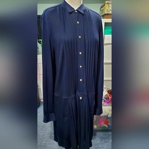 Navy Ralph Lauren Pleated Dress Large